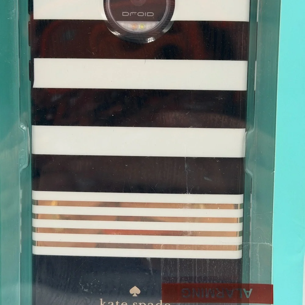 kate spade Black, White & Gold Striped Hardshell Phone Case
